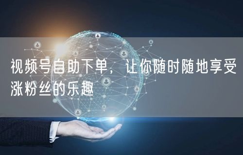 视频号自助下单，让你随时随地享受涨粉丝的乐趣