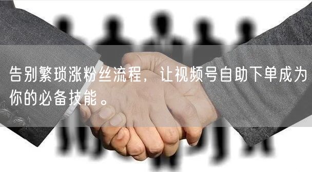 告别繁琐涨粉丝流程，让视频号自助下单成为你的必备技能。