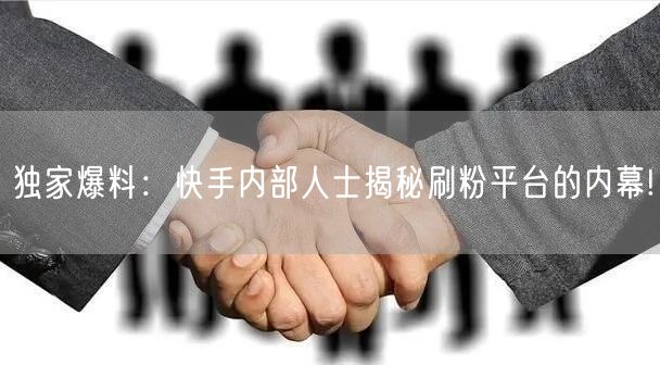 独家爆料：快手内部人士揭秘刷粉平台的内幕!
