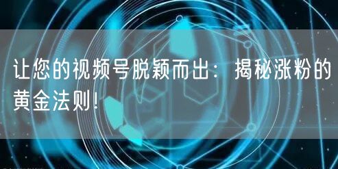 让您的视频号脱颖而出：揭秘涨粉的黄金法则！
