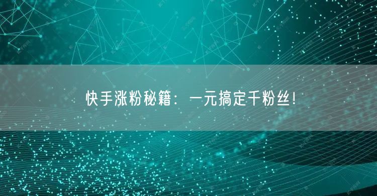 快手涨粉秘籍：一元搞定千粉丝！