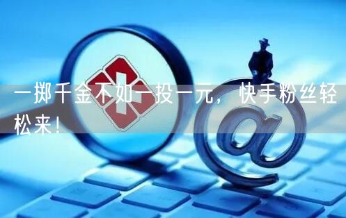 一掷千金不如一投一元，快手粉丝轻松来！