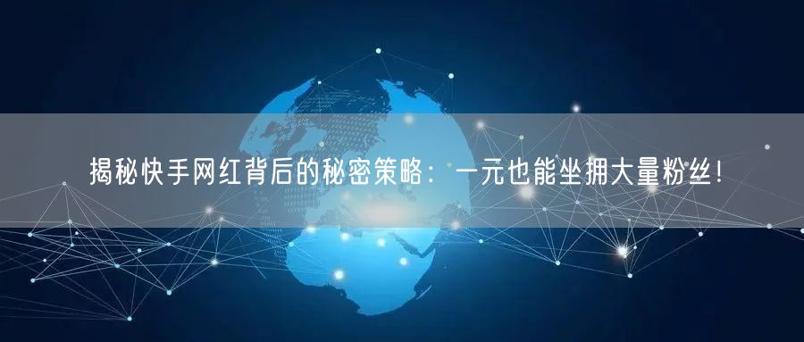 揭秘快手网红背后的秘密策略：一元也能坐拥大量粉丝！
