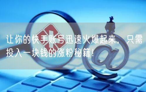 让你的快手账号迅速火爆起来，只需投入一块钱的涨粉秘籍！