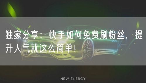 独家分享：快手如何免费刷粉丝，提升人气就这么简单！
