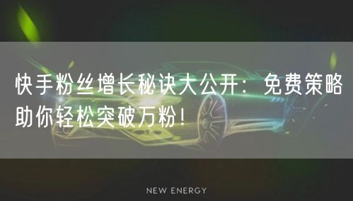 快手粉丝增长秘诀大公开：免费策略助你轻松突破万粉！