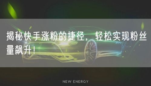 揭秘快手涨粉的捷径，轻松实现粉丝量飙升！