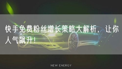 快手免费粉丝增长策略大解析，让你人气飙升！