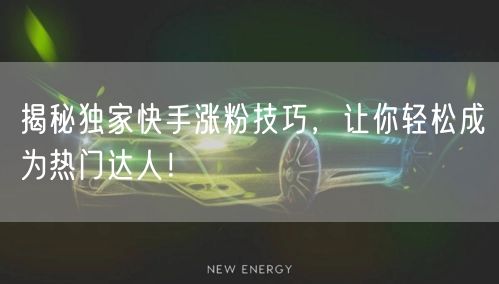 揭秘独家快手涨粉技巧，让你轻松成为热门达人！