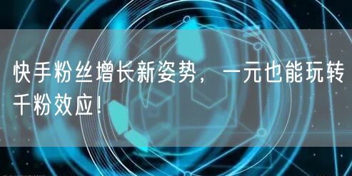 快手粉丝增长新姿势，一元也能玩转千粉效应！