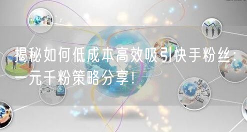 揭秘如何低成本高效吸引快手粉丝：一元千粉策略分享！