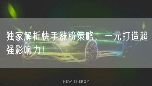 独家解析快手涨粉策略，一元打造超强影响力！