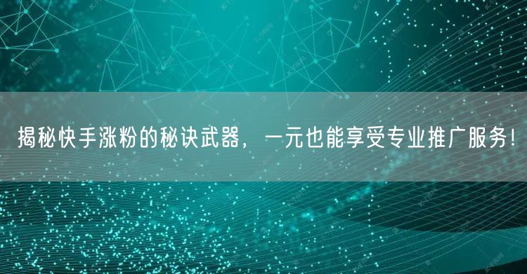 揭秘快手涨粉的秘诀武器，一元也能享受专业推广服务！
