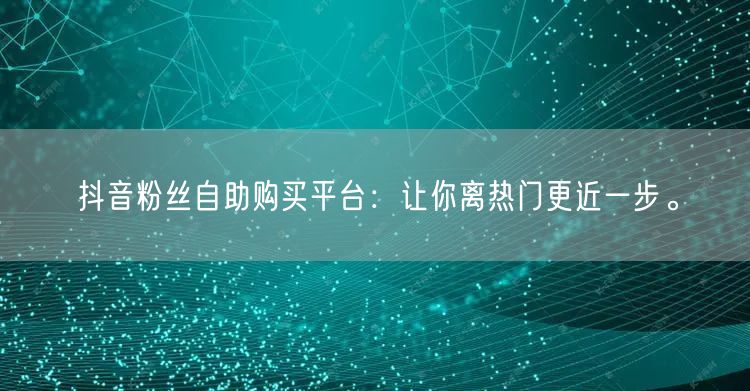 抖音粉丝自助购买平台：让你离热门更近一步。
