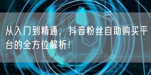 从入门到精通，抖音粉丝自助购买平台的全方位解析！