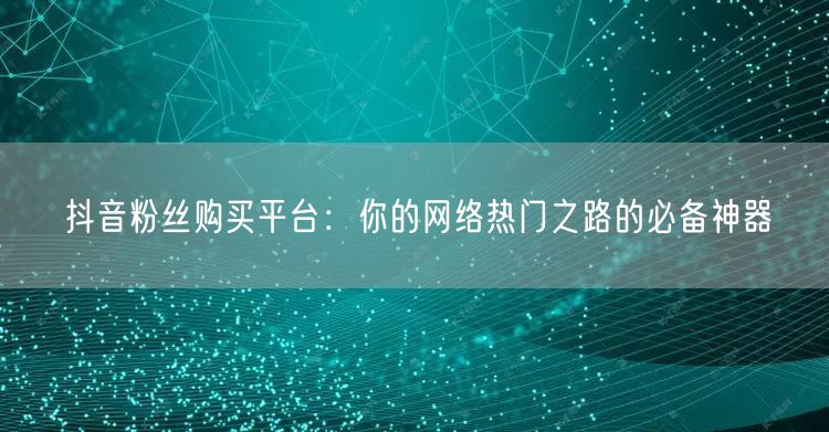 抖音粉丝购买平台：你的网络热门之路的必备神器